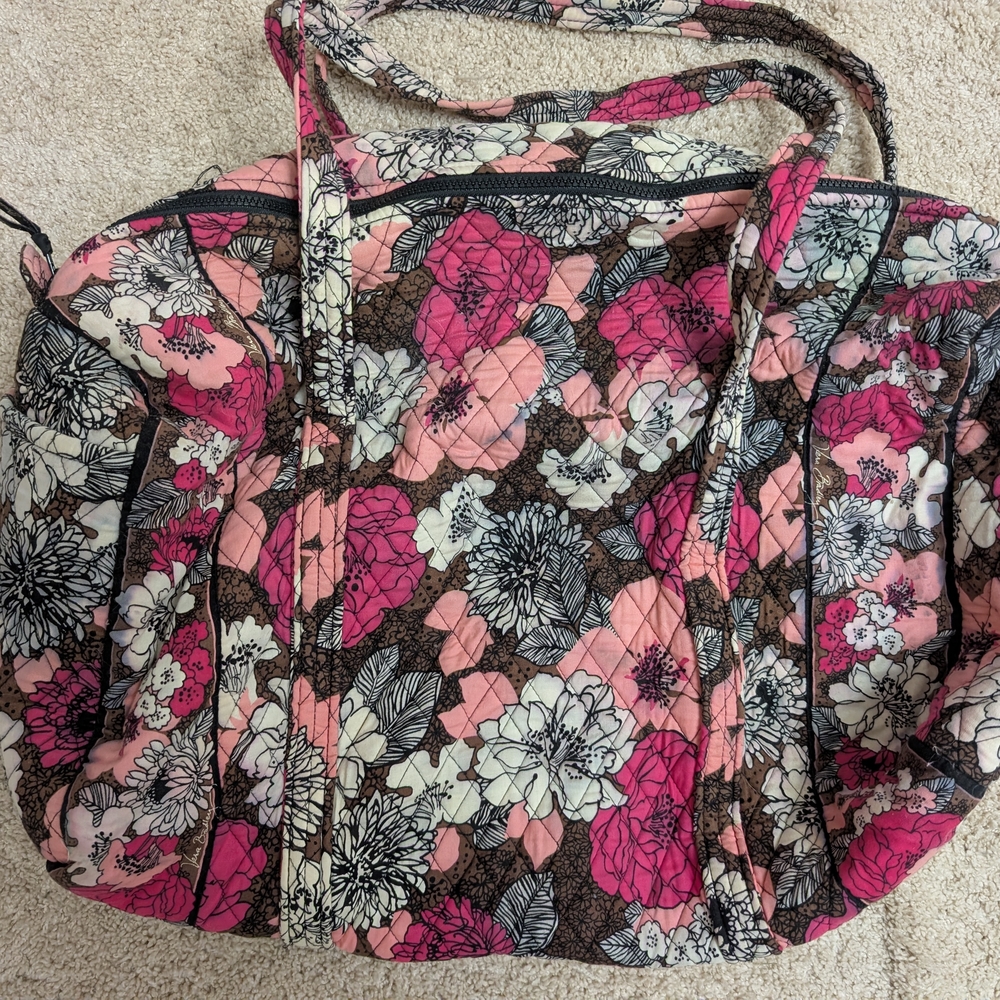 Vera Bradley Large Mocha Rouge Duffle Bag